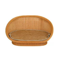 Wicker Reading Couch with Cushion | Natural Cosy Sofa Seating