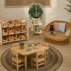 Wicker Reading Couch with Cushion | Natural Cosy Sofa Seating