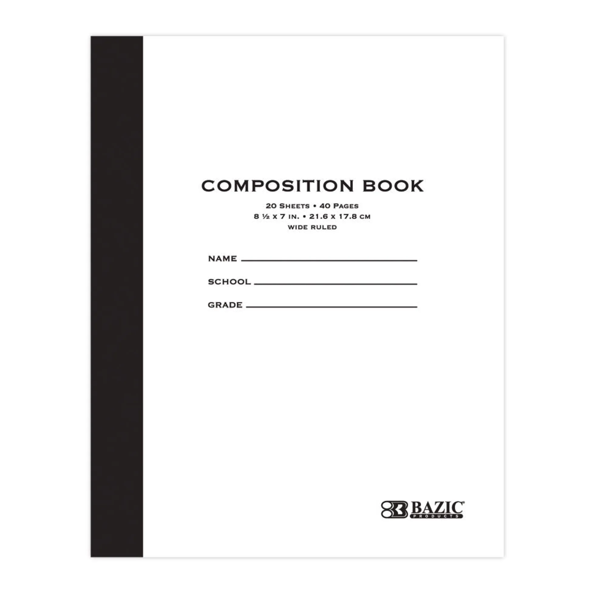 Wide Ruled Composition Journal – 20 Sheets (40 Pages)