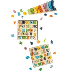 Wooden Alphabet & Counting Puzzle Set | Uppercase, Lowercase & Number Learning Puzzles