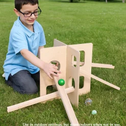 Wooden Ball Run Building Set – 14-Pc Premium Birch Wood Ramps & Towers for Kids STEM & Montessori Play