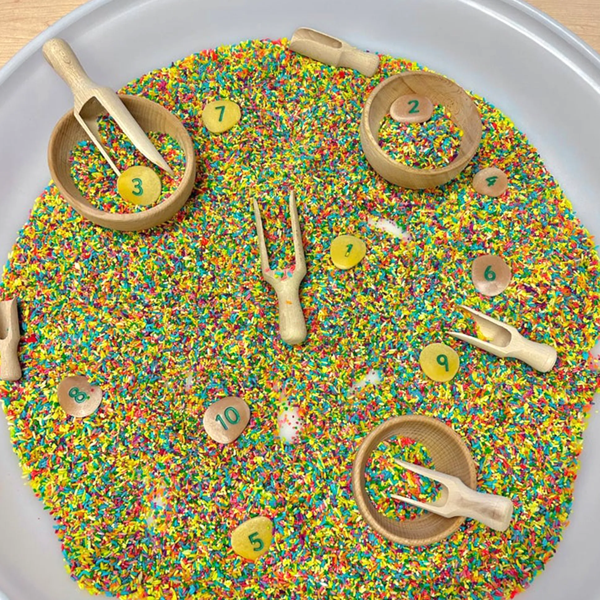 Wooden Bowls & Spoons Sensory Exploration Set | Natural Fine Motor Sorting and Measuring Activity