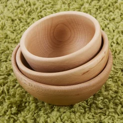 Wooden Bowls & Spoons Sensory Exploration Set | Natural Fine Motor Sorting and Measuring Activity