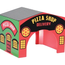 Wooden Community Buildings & Helicopter Set | 9-Piece Unit Blocks Play Set