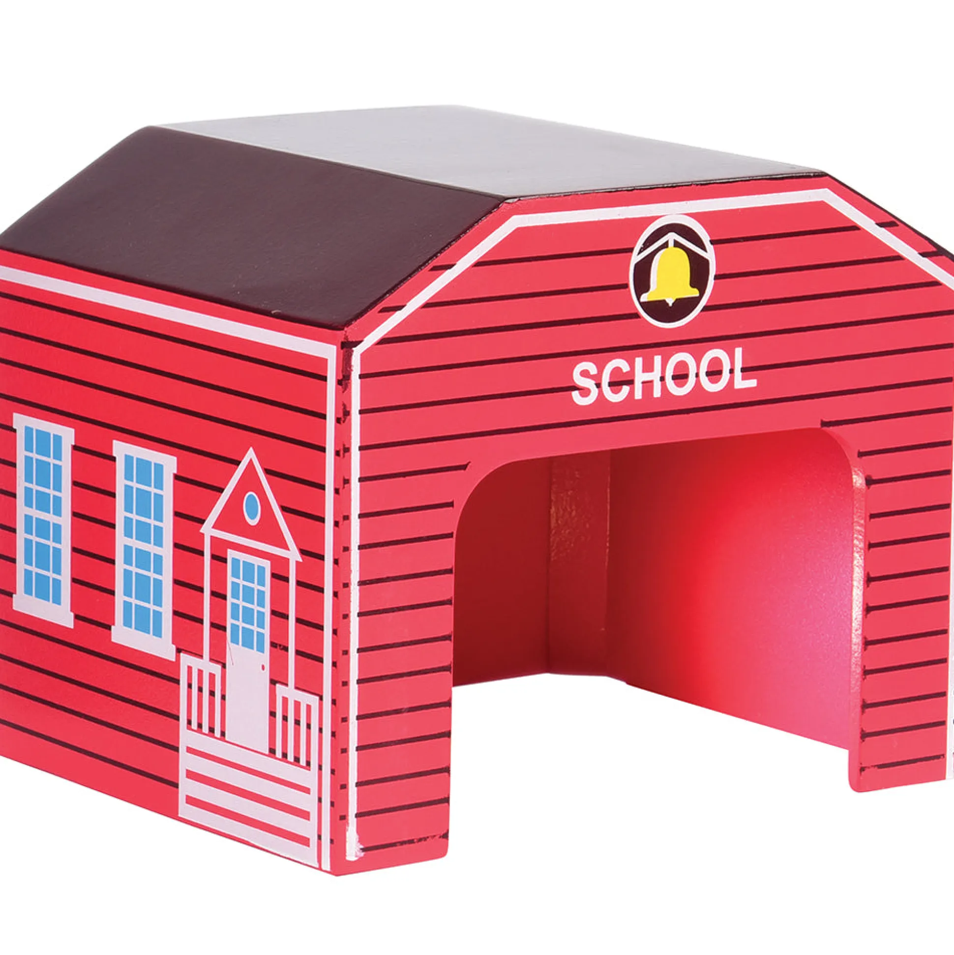 Wooden Community Buildings & Helicopter Set | 9-Piece Unit Blocks Play Set