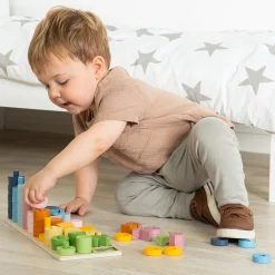 Wooden 1–10 Counting Board | 78-Piece Number Sorting, Shape Matching & Stacking Puzzle Toy