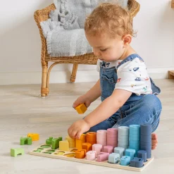 Wooden 1–10 Counting Board | 78-Piece Number Sorting, Shape Matching & Stacking Puzzle Toy