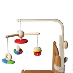 Wooden Crib Mobile with Removable Toys & Mirror | Manipulative Infant Sensory Toy