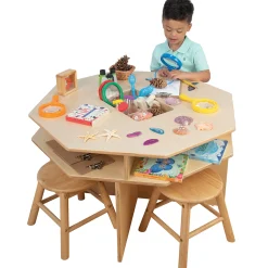 Wooden Discovery Table with 4 Classroom Stools | Hands on Science Center