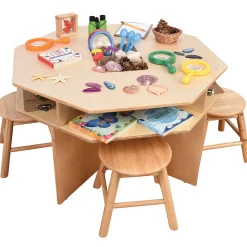 Wooden Discovery Table with 4 Classroom Stools | Hands on Science Center