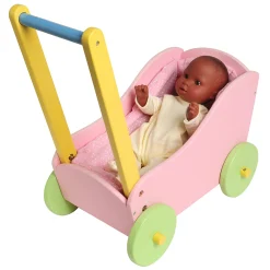 Wooden Doll Carriage with Soft Lining | For 12-15 Inch Dolls