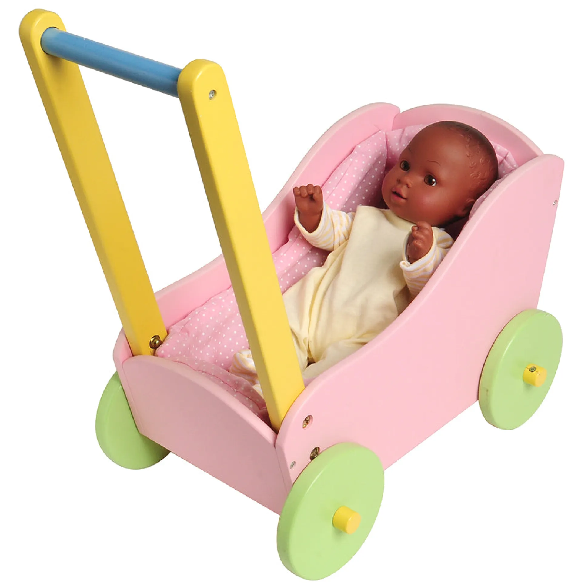 Wooden Doll Carriage with Soft Lining | For 12-15 Inch Dolls