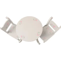 Wooden Doll Table & Chair Set with Floral Design | Ideal for 18" Doll Tea Parties