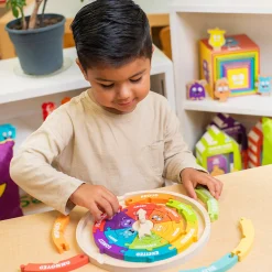 Wooden Emotions Learning Wheel | 3-in-1 Feelings Puzzle & Spinner Game