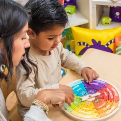Wooden Emotions Learning Wheel | 3-in-1 Feelings Puzzle & Spinner Game