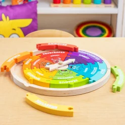 Wooden Emotions Learning Wheel | 3-in-1 Feelings Puzzle & Spinner Game