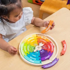 Wooden Emotions Learning Wheel | 3-in-1 Feelings Puzzle & Spinner Game