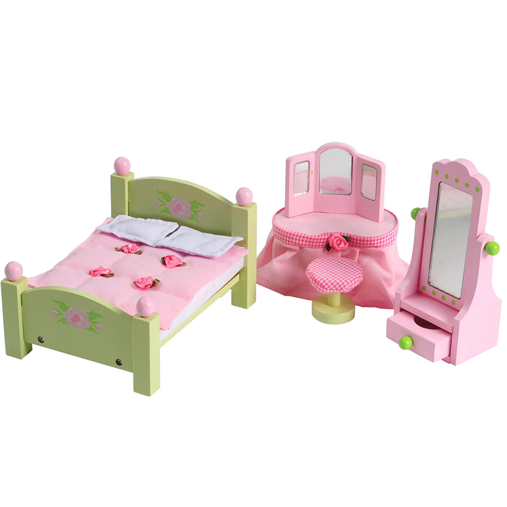 Wooden Fairytale Furniture & Accessories | 38-Piece Hand-Painted Playset