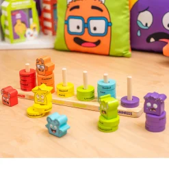 Wooden Feelings Stacking Rings | Emotional Expression & Color Learning Toy