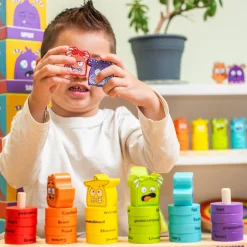 Wooden Feelings Stacking Rings | Emotional Expression & Color Learning Toy