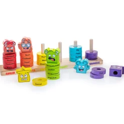 Wooden Feelings Stacking Rings | Emotional Expression & Color Learning Toy