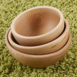 Wooden Nesting Bowls | Montessori Sorting, Sensory & Loose Parts 3-Piece Play Set