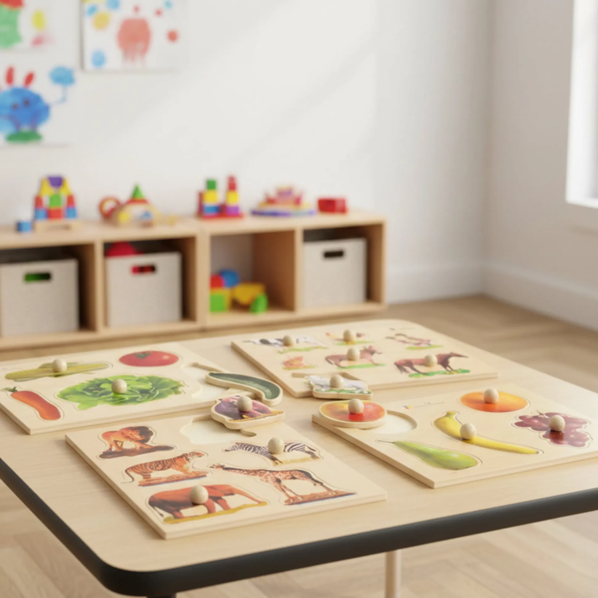 Wooden Photo Puzzles – Foods & Animals (Set of 4)