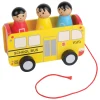 Wooden Pull Along School Bus Toy with Shape Matching Riders