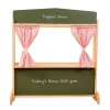 Wooden Puppet Stage with Candy-Stripe Curtains & Chalkboard