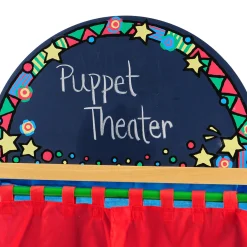 Wooden Puppet Theater with Pullback Curtain