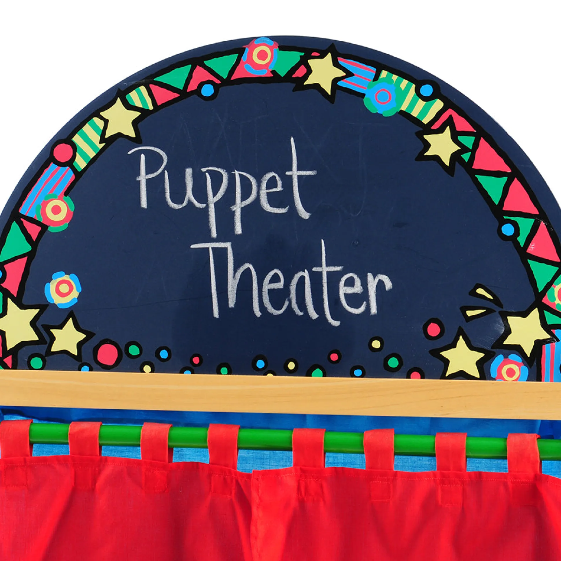 Wooden Puppet Theater with Pullback Curtain
