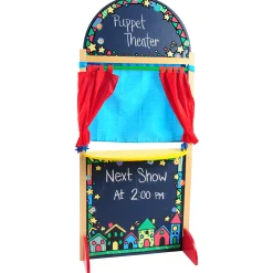 Wooden Puppet Theater with Pullback Curtain