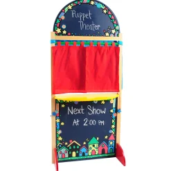Wooden Puppet Theater with Pullback Curtain