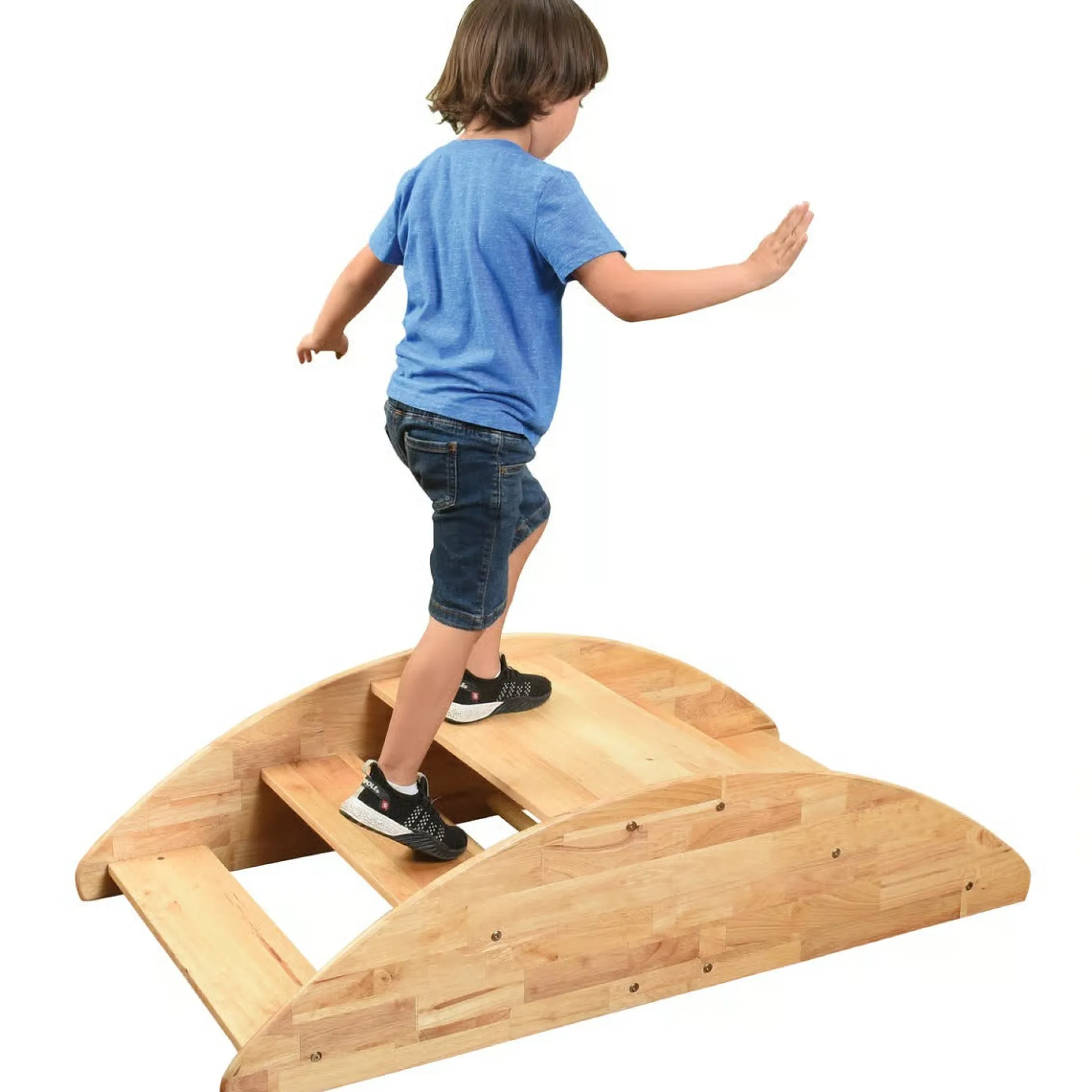 Wooden Rocking Boat & Climbing Steps | Convertible Ride-On Play Structure