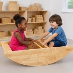 Wooden Rocking Boat & Climbing Steps | Convertible Ride-On Play Structure