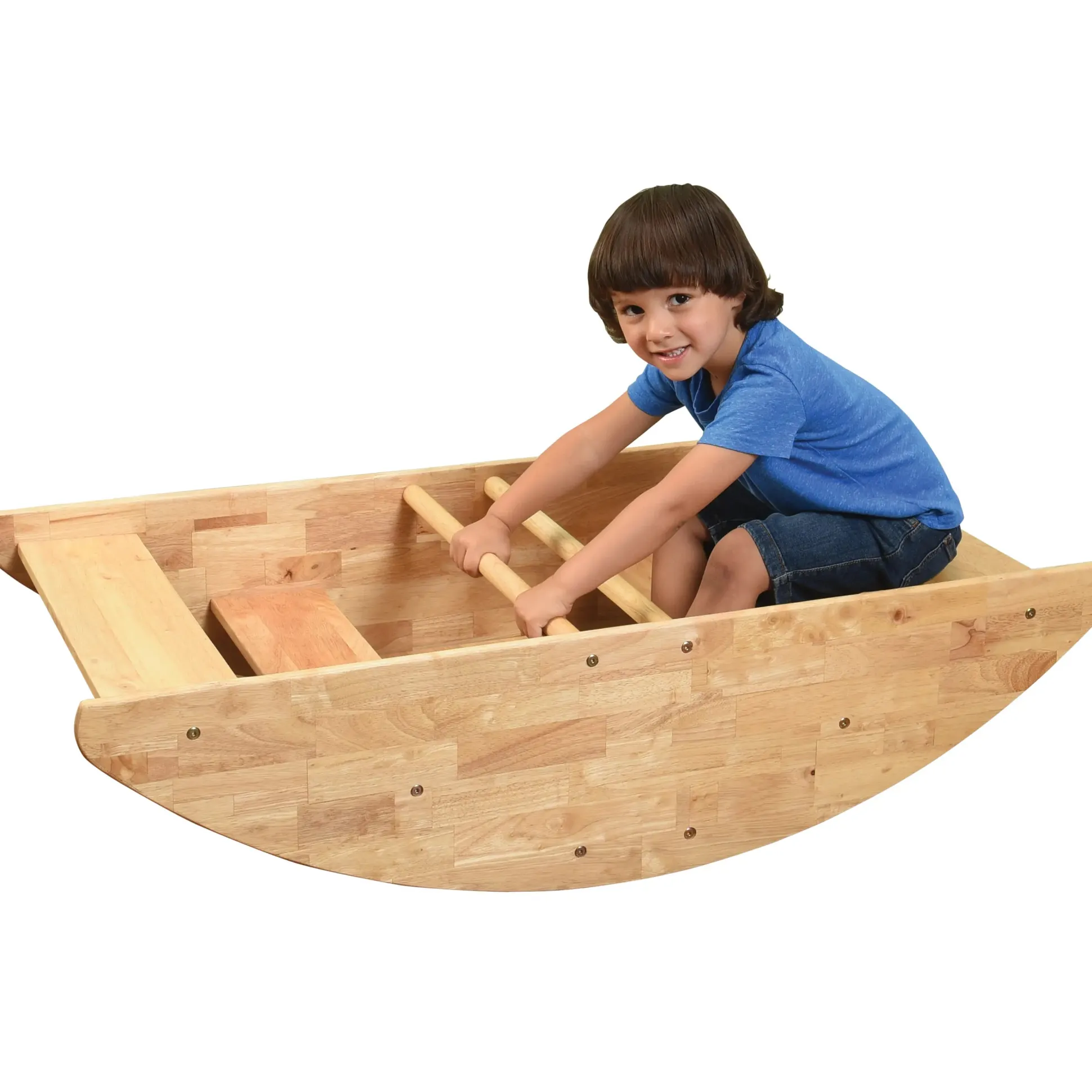 Wooden Rocking Boat & Climbing Steps | Convertible Ride-On Play Structure
