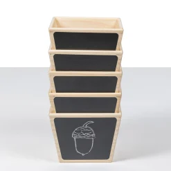 Wooden Sorting Pots 5-Piece Set | Stackable Counting, Sorting & Chalk Labeling Learning Pots