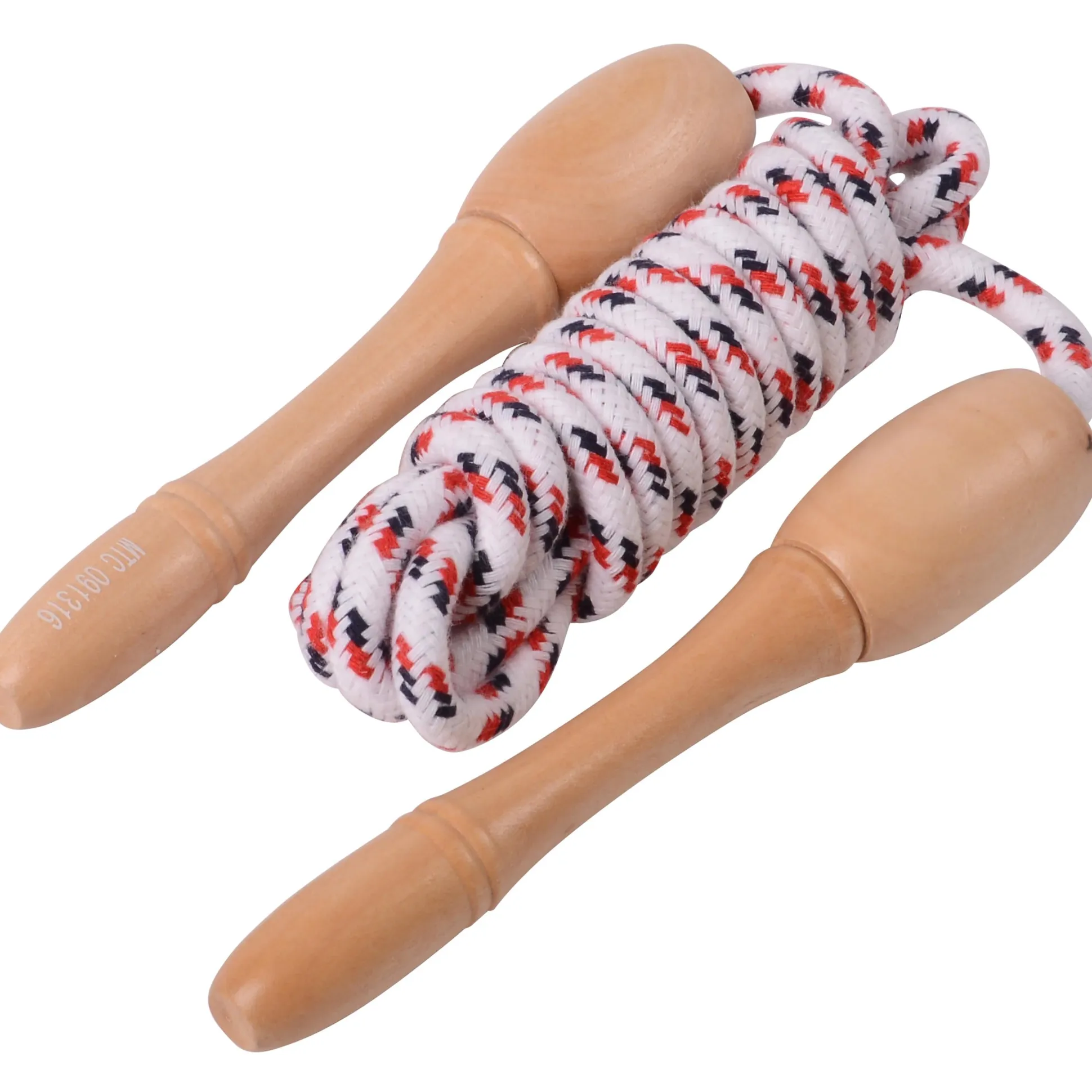 Wood Handle Jump Rope | Classic Braided Playground Jump Rope with Smooth Wooden Handles