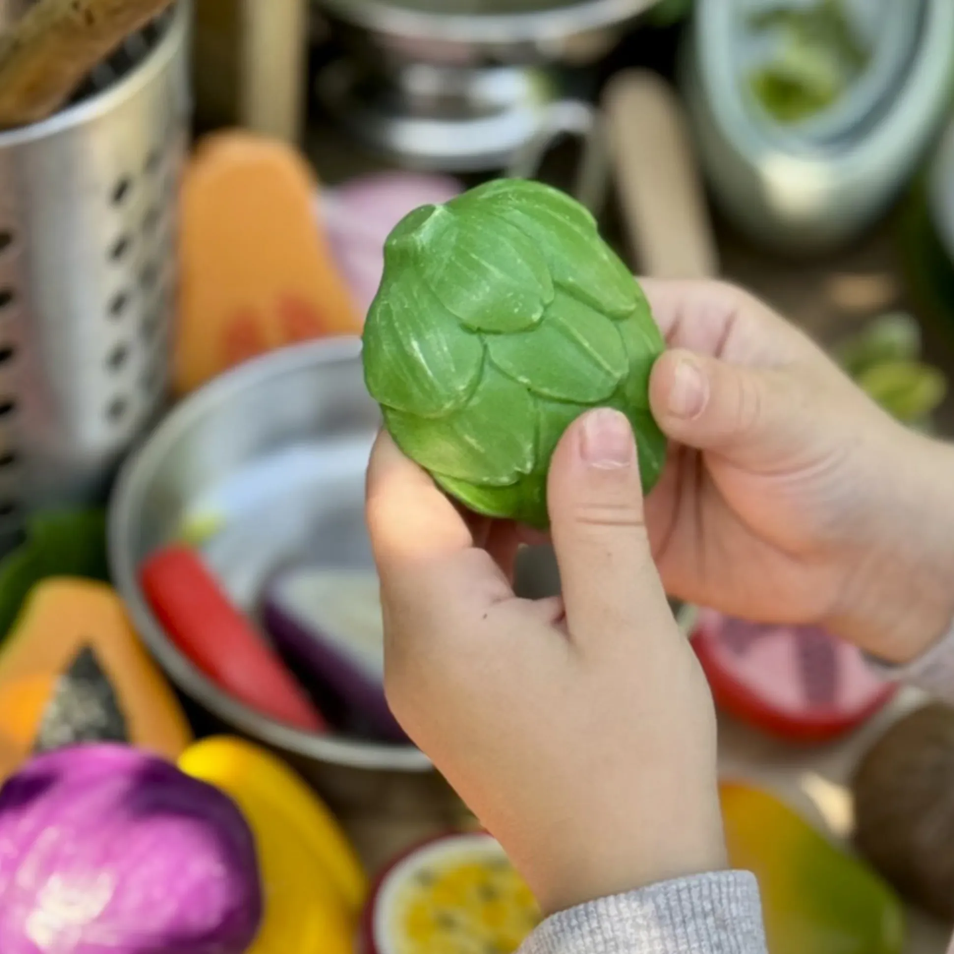 World Kitchen Sensory Play Stones | Global Fruit & Vegetable Tactile Play Set