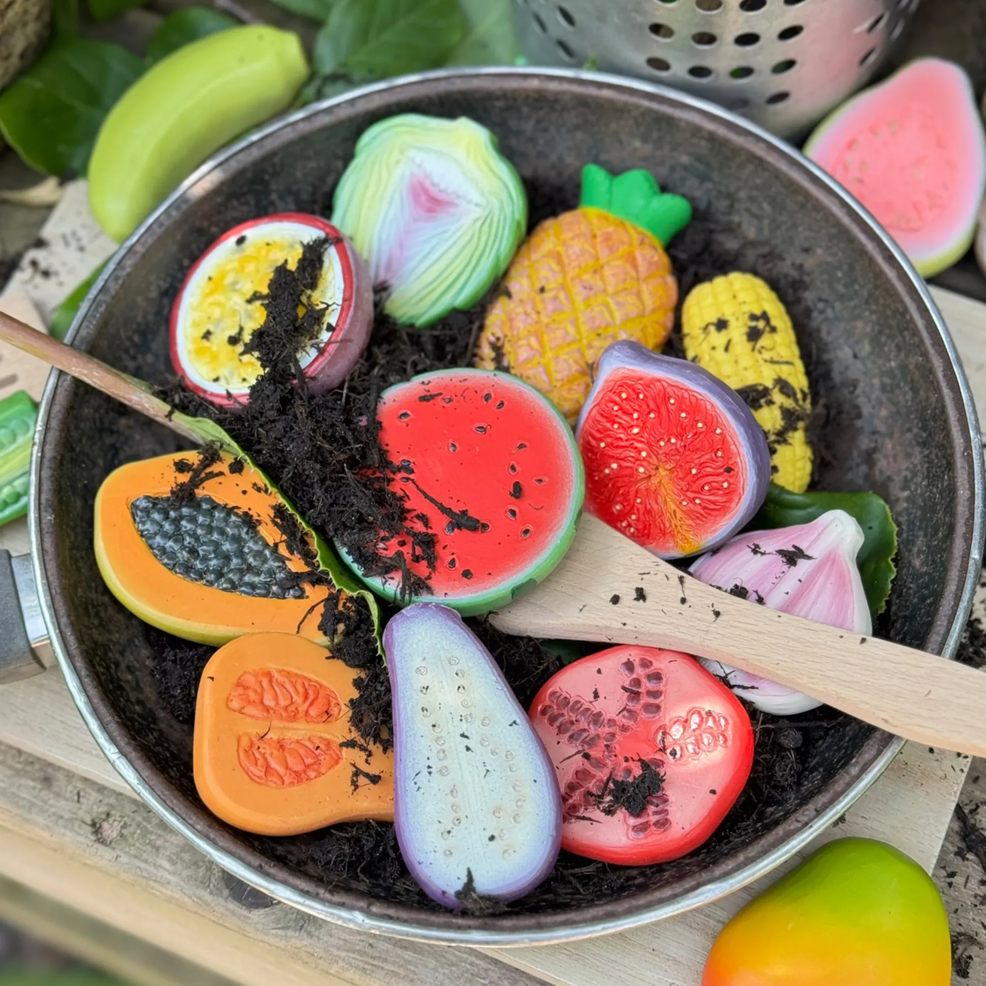 World Kitchen Sensory Play Stones | Global Fruit & Vegetable Tactile Play Set