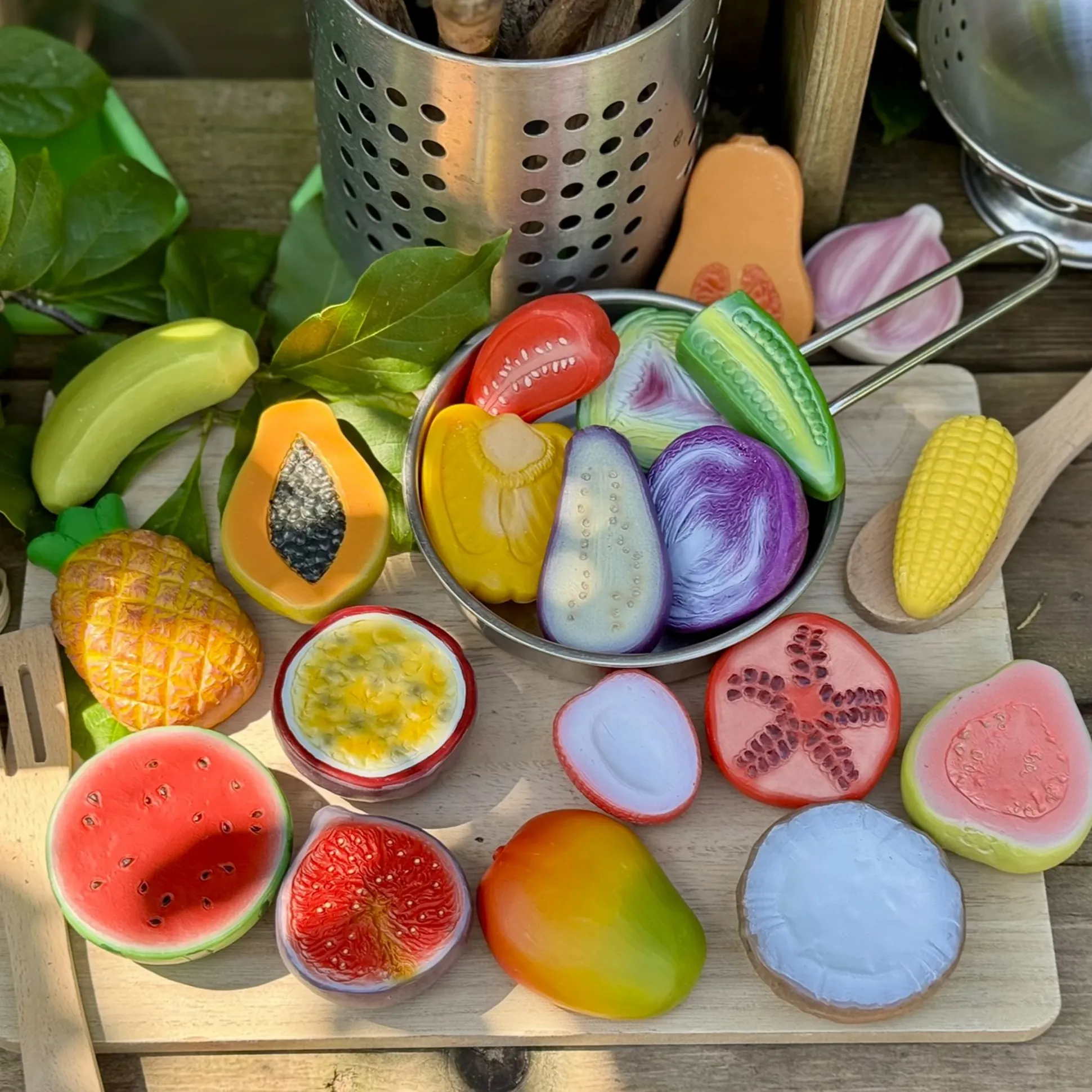 World Kitchen Sensory Play Stones | Global Fruit & Vegetable Tactile Play Set