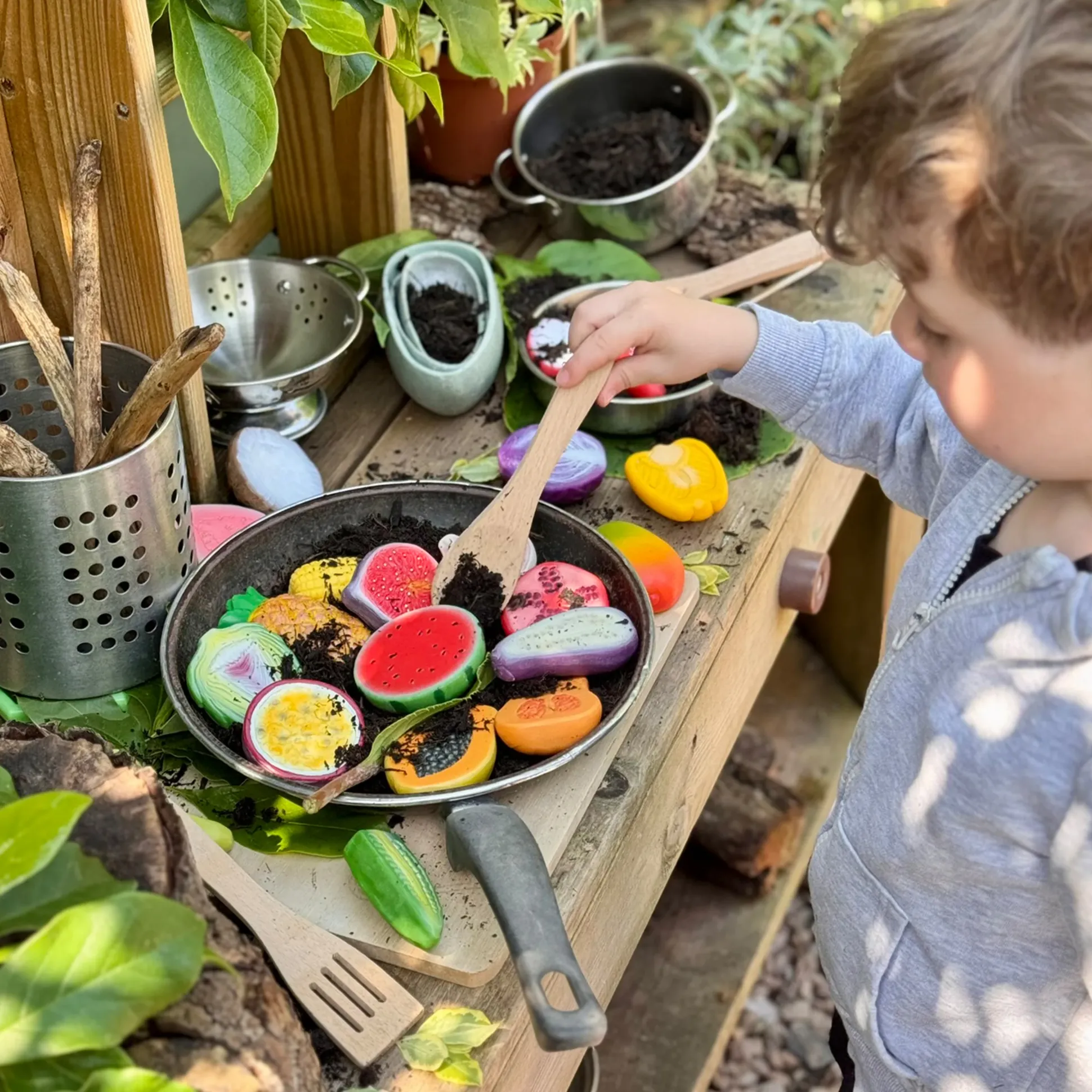 World Kitchen Sensory Play Stones | Global Fruit & Vegetable Tactile Play Set