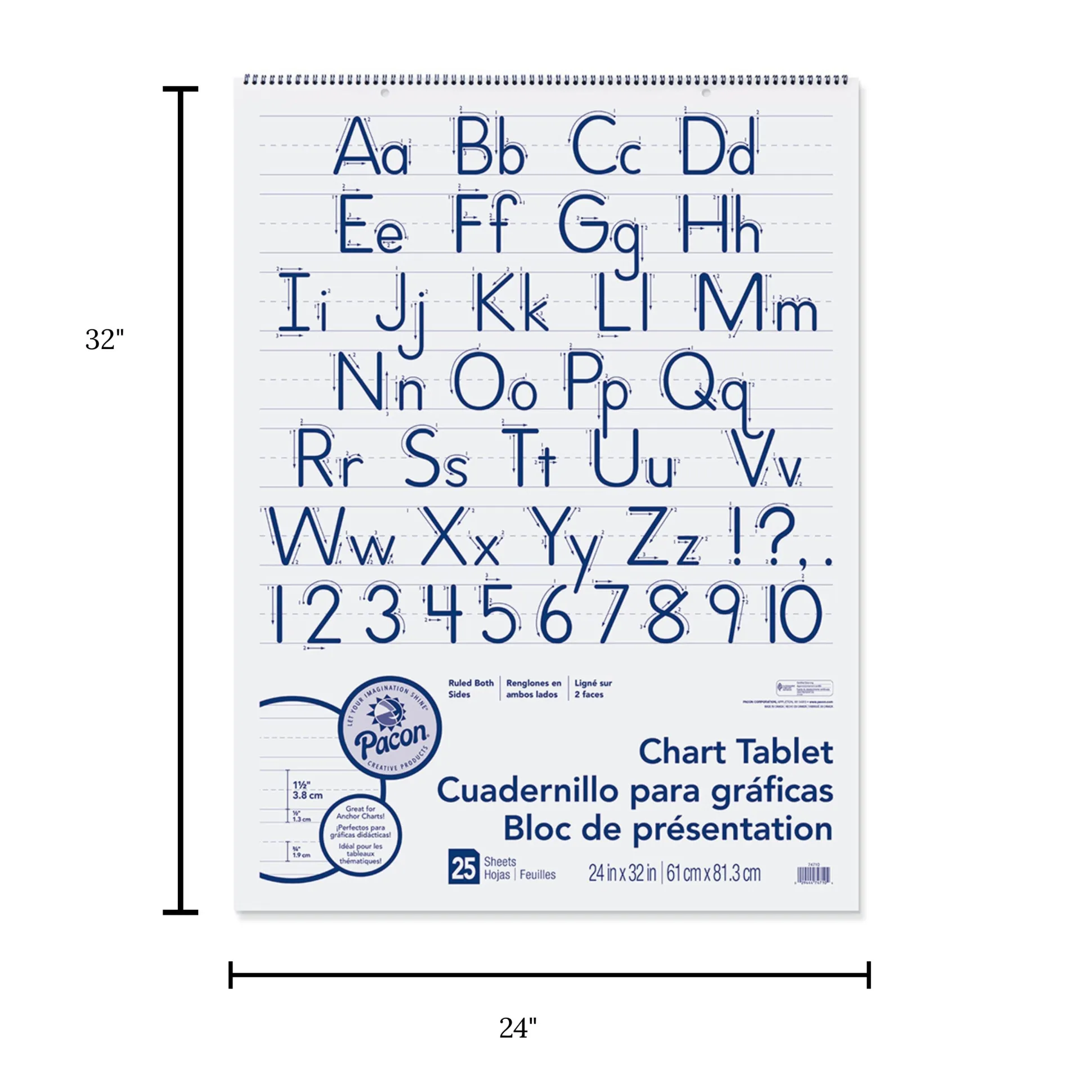 24" x 32" Lined Chart Paper Tablets - Set of 4