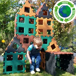 XL Polydron Natural Colors Set | 36 Piece Large-Scale STEM Construction Toy with Squares & Triangles in Earth Tones