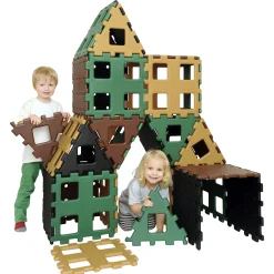 XL Polydron Natural Colors Set | 36 Piece Large-Scale STEM Construction Toy with Squares & Triangles in Earth Tones