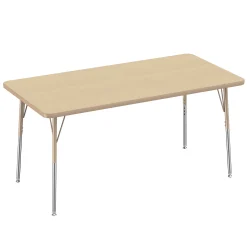 30" x 60" Maple Adjustable Activity Table | Durable Classroom Table with Standard Chrome Legs