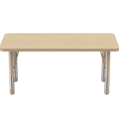 24" x48" Maple Adjustable Chunky Leg Activity Table | Easy-Clean, Durable with T-Molding Edge