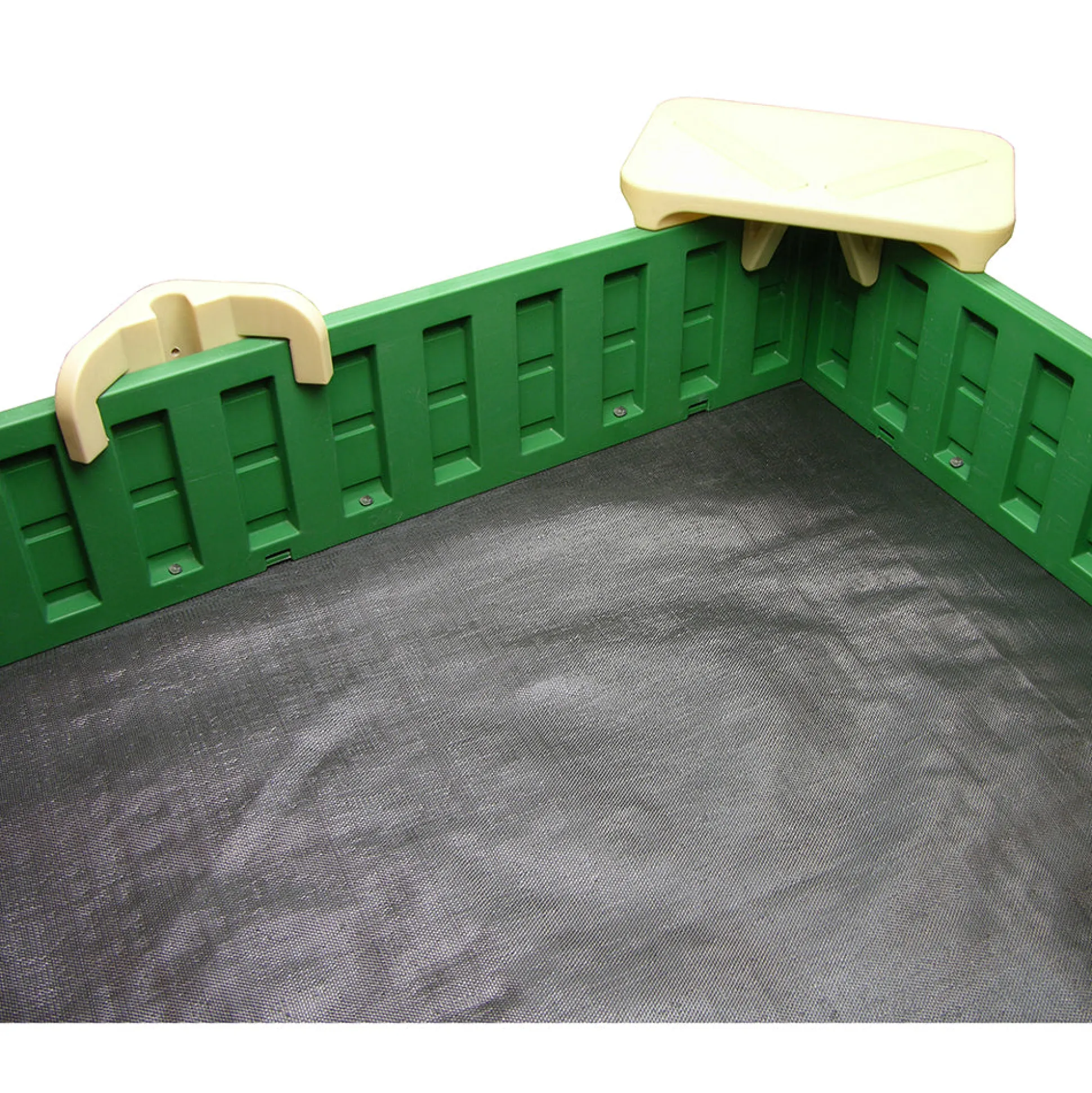 10' x 10' Sandbox Kit | Recyclable Plastic with Interlocking Panels, Bench & Cover