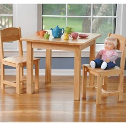 24" x 24" Wood Square Table with 2 Chairs | Child-Sized