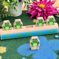 Yellow Door® Five Frogs on a Log | Wooden Number Line & Matching Game